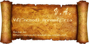 Váncsodi Annamária névjegykártya